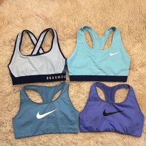 Nike Light Blue and Teal Sports Bra Set (4-Pack)